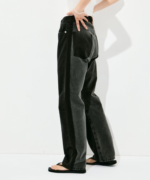 INSCRIRE(アンスクリア)の「INSCRIRE Color Denim Straight(デニムパンツ・レディース・ブラック/ベージュ・30/31/28/29)」の2枚目の写真