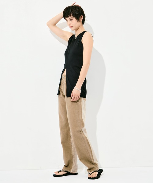 INSCRIRE(アンスクリア)の「INSCRIRE Color Denim Straight(デニムパンツ・レディース・ブラック/ベージュ・30/31/28/29)」の6枚目の写真
