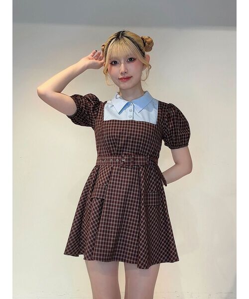 jouetie(ジュエティ)の「スクエアネックドッキングミニワンピース(ワンピース・レディース・ボルドー/グレー/ネイビー・FREE)」の9枚目の写真