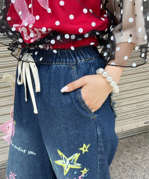 HELLO.SANFRANCISCO(ハローサンフランシスコ)の「【HELLO.SANFRANCISCO】カラフルペイントデニム(デニムパンツ・レディース・ネイビー/サックスブルー・SMALL/MEDIUM)」の12枚目の写真