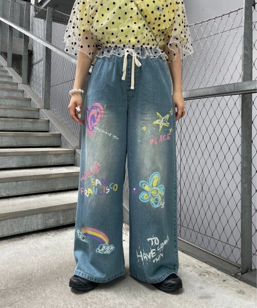 HELLO.SANFRANCISCO(ハローサンフランシスコ)の「【HELLO.SANFRANCISCO】カラフルペイントデニム(デニムパンツ・レディース・ネイビー/サックスブルー・SMALL/MEDIUM)」の13枚目の写真