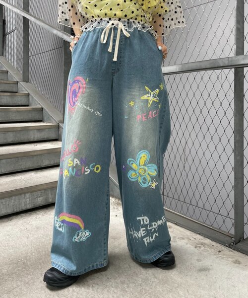 HELLO.SANFRANCISCO(ハローサンフランシスコ)の「【HELLO.SANFRANCISCO】カラフルペイントデニム(デニムパンツ・レディース・ネイビー/サックスブルー・SMALL/MEDIUM)」の14枚目の写真