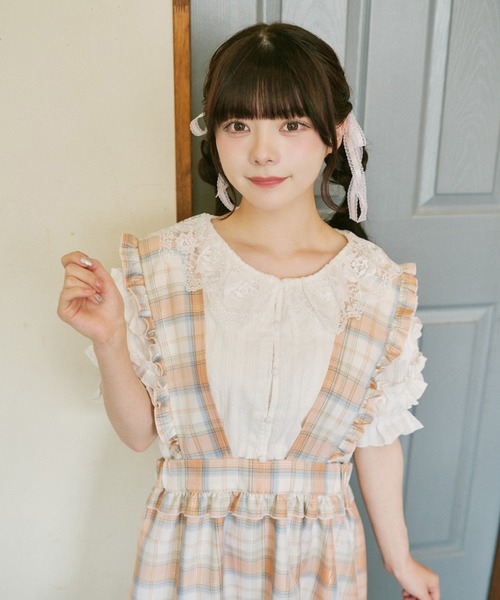 kutir(クティール)の「【クティールとレトロ】フリルたっぷりコットンレースブラウス(シャツ/ブラウス・レディース・オフホワイト/ピンク/アイボリー/ブルー・FREE)」の10枚目の写真