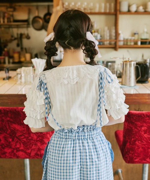 kutir(クティール)の「【クティールとレトロ】フリルたっぷりコットンレースブラウス(シャツ/ブラウス・レディース・オフホワイト/ピンク/アイボリー/ブルー・FREE)」の6枚目の写真