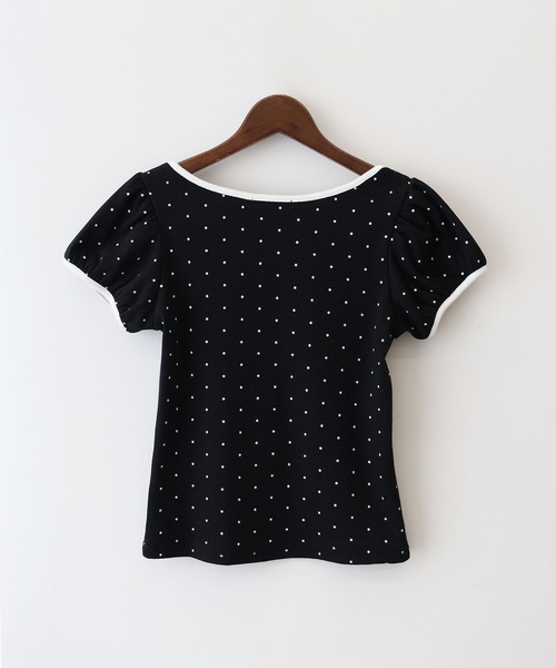 SpRay(スプレイ)の「ドットフロントリボンショートスリーブトップス(Tシャツ/カットソー・レディース・ブラック/グレー/オフホワイト・FREE)」の11枚目の写真