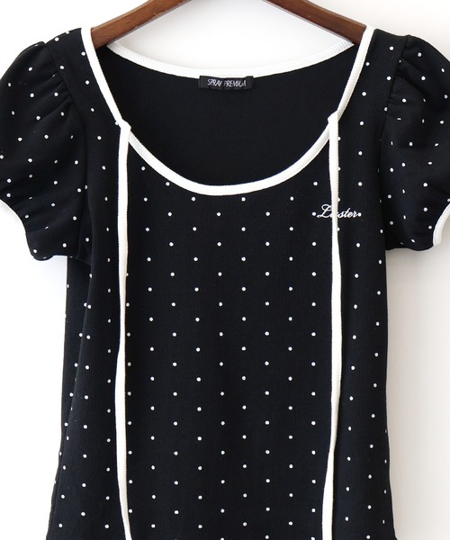SpRay(スプレイ)の「ドットフロントリボンショートスリーブトップス(Tシャツ/カットソー・レディース・ブラック/グレー/オフホワイト・FREE)」の18枚目の写真