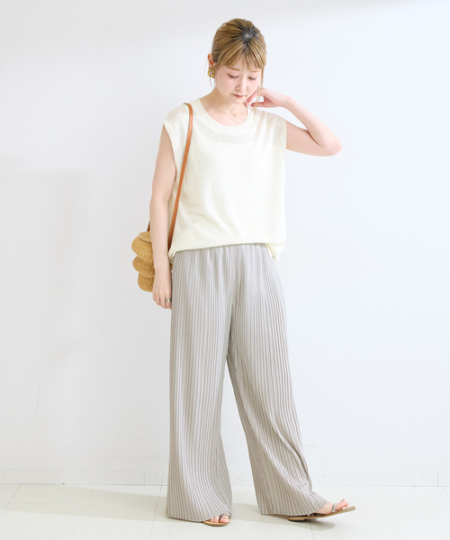B.C STOCK（ベーセーストック）の「ウォッシャブル / UVケア / クリスタルプリーツサマーパンツ（その他パンツ・レディース・ブラック/ライトグレー/ブルー系その他・FREE）」の10枚目の写真