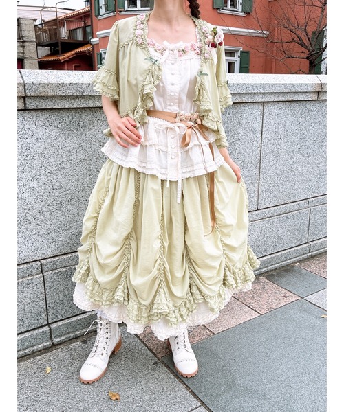 PINK HOUSE(ピンクハウス)の「配色フリル使いスカート(スカート・レディース・ブラック/ライトグリーン/アイボリー/ベージュ・フリー)」の5枚目の写真