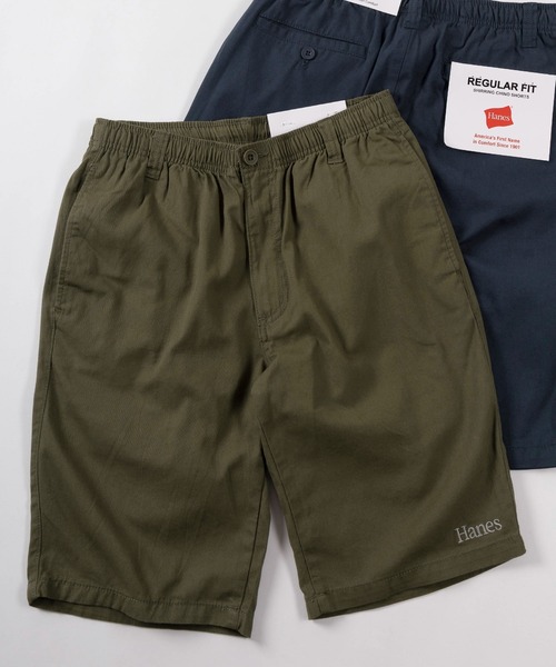 HANES(ヘインズ)の「【78】【Hanes/ヘインズ】ワンポイントロゴ チノクロス リラックス ショートパンツ/ハーフパンツ(その他パンツ・メンズ・ブラック/ネイビー/カーキ/ベージュ・XL/L/M)」の3枚目の写真