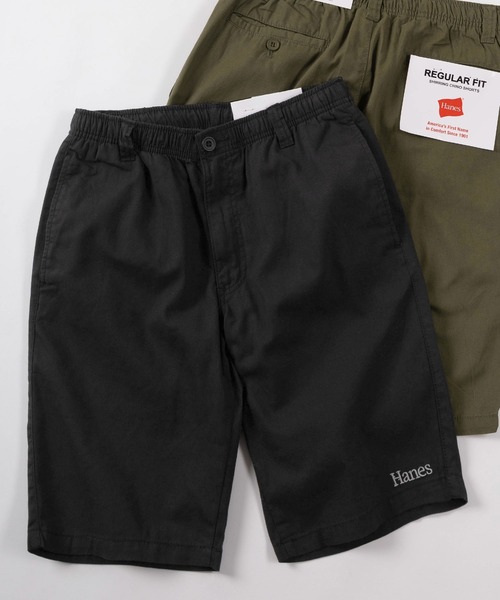 HANES(ヘインズ)の「【78】【Hanes/ヘインズ】ワンポイントロゴ チノクロス リラックス ショートパンツ/ハーフパンツ(その他パンツ・メンズ・ブラック/ネイビー/カーキ/ベージュ・XL/L/M)」の1枚目の写真