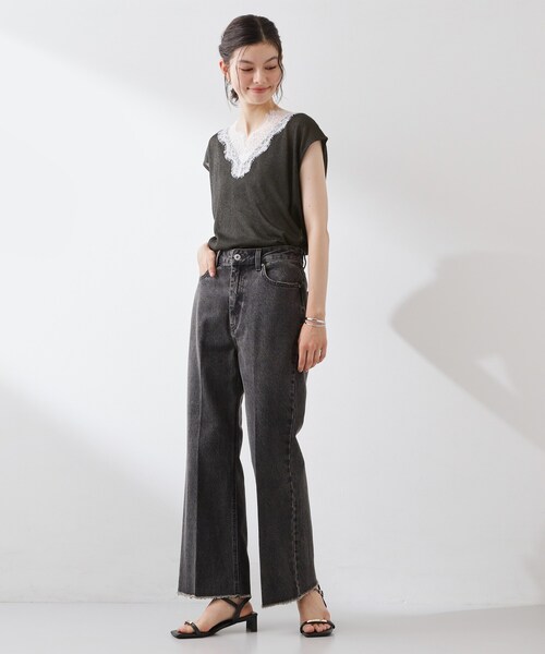 THE SHOP TK （ザ ショップ ティーケー ）の「ほんのりきらめく レース切り替え スパークシアーニット（ニット/セーター・レディース・ブラック/ライトグレー/ベージュ・12/13）」の15枚目の写真