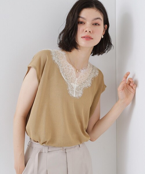 THE SHOP TK （ザ ショップ ティーケー ）の「ほんのりきらめく レース切り替え スパークシアーニット（ニット/セーター・レディース・ブラック/ライトグレー/ベージュ・12/13）」の13枚目の写真