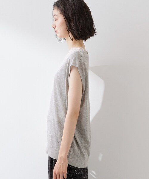 THE SHOP TK （ザ ショップ ティーケー ）の「ほんのりきらめく レース切り替え スパークシアーニット（ニット/セーター・レディース・ブラック/ライトグレー/ベージュ・12/13）」の8枚目の写真