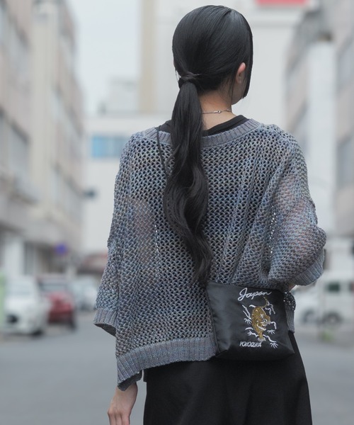 無幻譚(ムゲンタン)の「和柄刺繍 ミニサコッシュ 無幻譚(ショルダーバッグ・レディース・ブルー/ブラック/カーキ/ピンク・FREE)」の20枚目の写真
