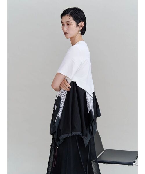 UN3D.(アンスリード)の「ORIGAMI DOCKING T-SH / オリガミドッキングTシャツ(Tシャツ/カットソー・レディース・その他1/ホワイト/ブラック・36/38)」の9枚目の写真