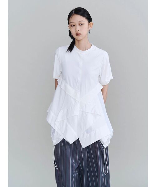 UN3D.(アンスリード)の「ORIGAMI DOCKING T-SH / オリガミドッキングTシャツ(Tシャツ/カットソー・レディース・その他1/ホワイト/ブラック・36/38)」の2枚目の写真