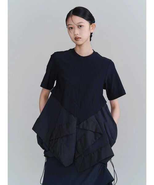 UN3D.(アンスリード)の「ORIGAMI DOCKING T-SH / オリガミドッキングTシャツ(Tシャツ/カットソー・レディース・その他1/ホワイト/ブラック・36/38)」の3枚目の写真