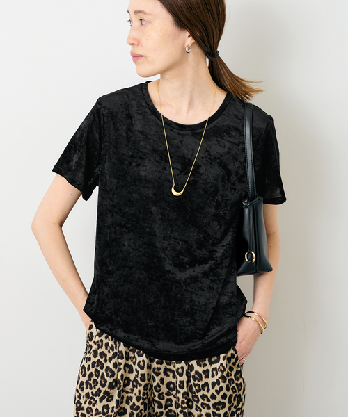 SLOBE IENA(スローブイエナ)の「メッシュベロアプルオーバー(Tシャツ/カットソー・レディース・ブラック/アイボリー/ブラウン・FREE)」の11枚目の写真