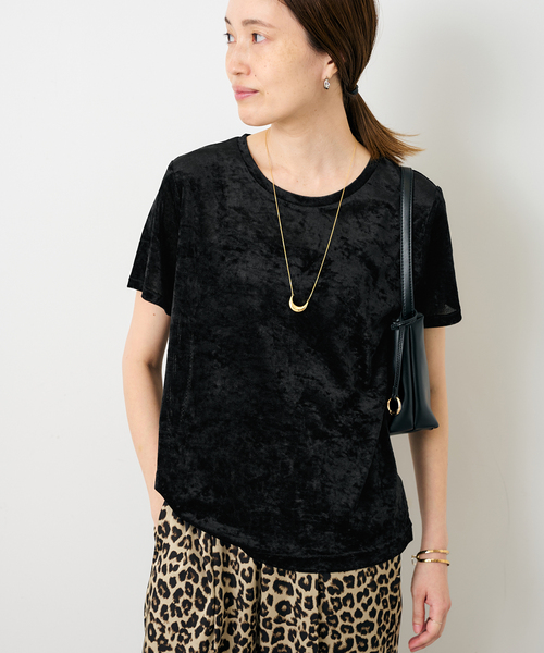 SLOBE IENA(スローブイエナ)の「メッシュベロアプルオーバー(Tシャツ/カットソー・レディース・ブラック/アイボリー/ブラウン・FREE)」の6枚目の写真