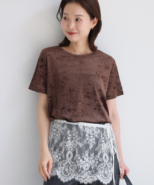 SLOBE IENA(スローブイエナ)の「メッシュベロアプルオーバー(Tシャツ/カットソー・レディース・ブラック/アイボリー/ブラウン・FREE)」の20枚目の写真