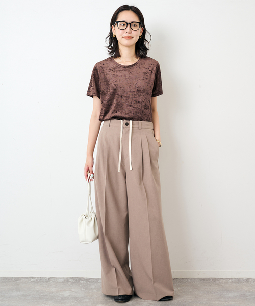 SLOBE IENA(スローブイエナ)の「メッシュベロアプルオーバー(Tシャツ/カットソー・レディース・ブラック/アイボリー/ブラウン・FREE)」の9枚目の写真