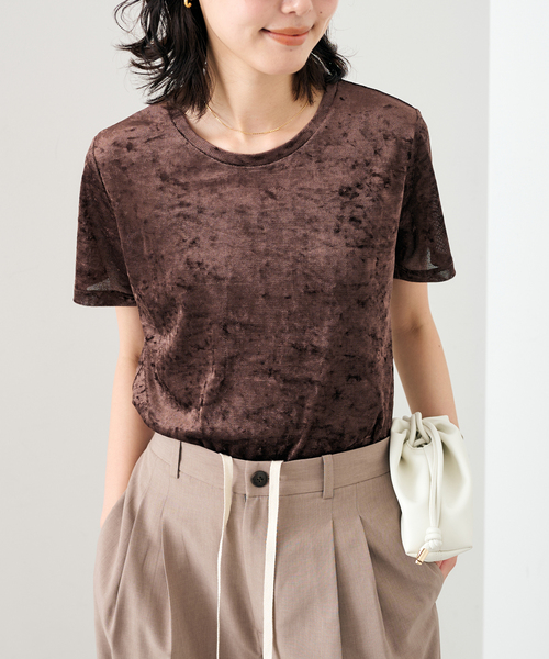 SLOBE IENA(スローブイエナ)の「メッシュベロアプルオーバー(Tシャツ/カットソー・レディース・ブラック/アイボリー/ブラウン・FREE)」の13枚目の写真