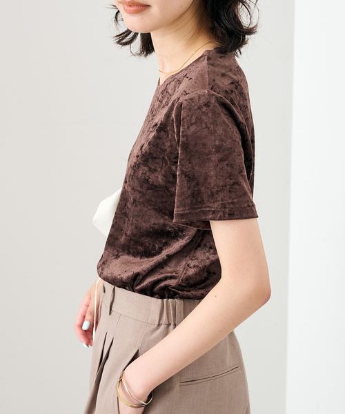 SLOBE IENA(スローブイエナ)の「メッシュベロアプルオーバー(Tシャツ/カットソー・レディース・ブラック/アイボリー/ブラウン・FREE)」の19枚目の写真