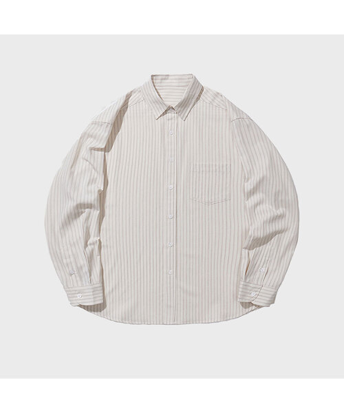 TY(ティワイ)の「プレーンストライプシャツ, アイボリーブラウン(シャツ/ブラウス・レディース・ブラウン・MEDIUM/LARGE/X-LARGE)」の1枚目の写真