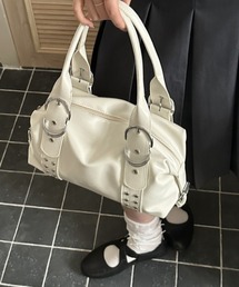 スタッズ付きリングボストンバッグ