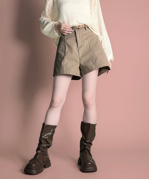 MAISON SELECT（メゾンセレクト）の「7E24 ベルト付き フレアショートパンツ（その他パンツ・レディース・ブラック/ベージュ/ライトベージュ・FREE）」の5枚目の写真