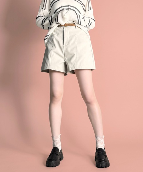 MAISON SELECT（メゾンセレクト）の「7E24 ベルト付き フレアショートパンツ（その他パンツ・レディース・ブラック/ベージュ/ライトベージュ・FREE）」の6枚目の写真