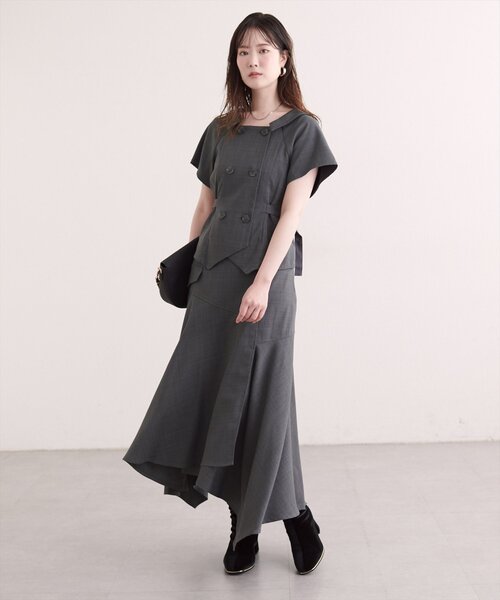 natural couture(ナチュラルクチュール)の「ラップ風イレヘムスカート(スカート・レディース・チャコールグレー/ブラック/ライトベージュ/ブラウン・FREE)」の10枚目の写真