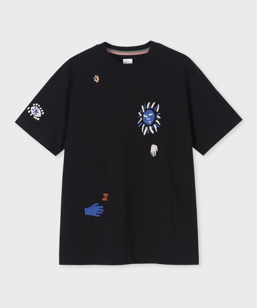 Paul Smith(ポールスミス)の「"Ink Works" エンブロイダリー Tシャツ / 263522 919T(Tシャツ/カットソー・メンズ・ブラック/オフホワイト・MEDIUM/LARGE/X-LARGE)」の2枚目の写真
