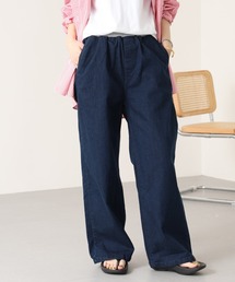 ウエストリブワイドストレートデニムパンツ
