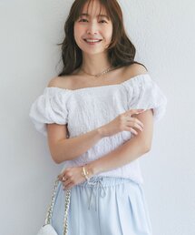 【miki監修・2サイズ展開】シャーリングパフスリーブブラウス