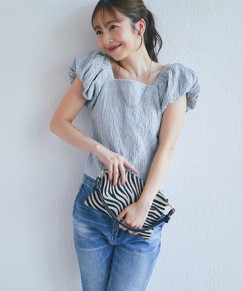 La boutique BonBon(ラブティックボンボン)の「【miki監修・2サイズ展開】シャーリングパフスリーブブラウス(シャツ/ブラウス・レディース・ブラック/ホワイト/サックスブルー・FREE/34)」の22枚目の写真