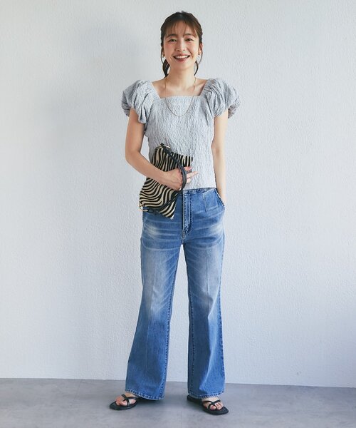 La boutique BonBon(ラブティックボンボン)の「【miki監修・2サイズ展開】シャーリングパフスリーブブラウス(シャツ/ブラウス・レディース・ブラック/ホワイト/サックスブルー・FREE/34)」の14枚目の写真