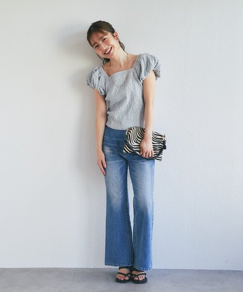 La boutique BonBon(ラブティックボンボン)の「【miki監修・2サイズ展開】シャーリングパフスリーブブラウス(シャツ/ブラウス・レディース・ブラック/ホワイト/サックスブルー・FREE/34)」の15枚目の写真