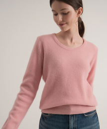 Raccoon U-neck Ribbed Knit (Pink)