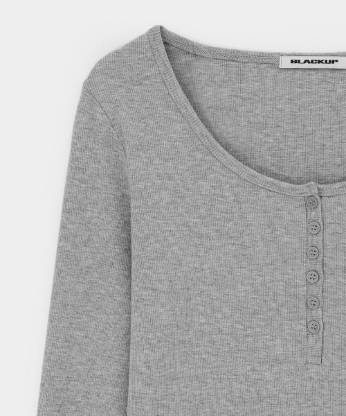 BLACKUP（ブラックアップ）の「[B-BASIC] リブヘンリーネック長袖Tシャツ（Tシャツ/カットソー・レディース・ブラック/ホワイト/ピンク/グレー/ライトイエロー・SMALL/MEDIUM）」の18枚目の写真