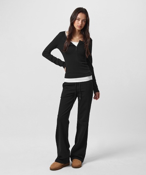 BLACKUP（ブラックアップ）の「[B-BASIC] リブヘンリーネック長袖Tシャツ（Tシャツ/カットソー・レディース・ブラック/ホワイト/ピンク/グレー/ライトイエロー・SMALL/MEDIUM）」の12枚目の写真
