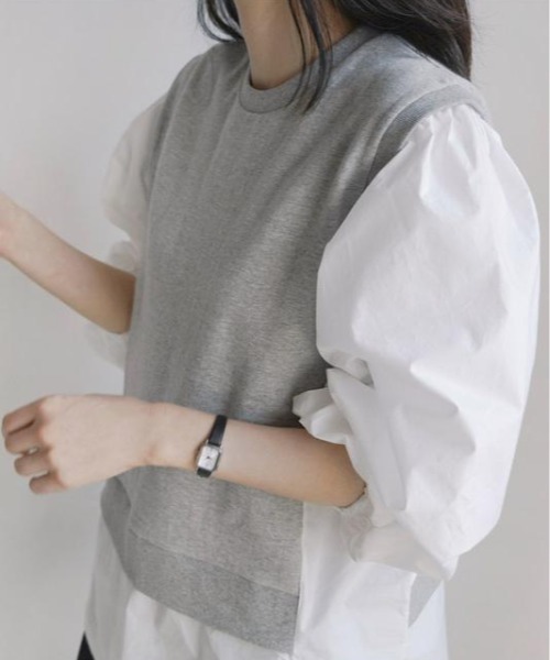 LUCPY(ラクピー)の「ドッキングレイヤードシャツトップス(その他トップス・レディース・グレー/ブラック・XX-LARGE/X-LARGE/LARGE/MEDIUM)」の6枚目の写真