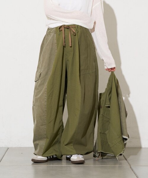 etsinta(エシンタ)の「【etsinta】ミリタリーパッチワークバルーンパンツ(その他パンツ・レディース・オリーブ/カーキ・ONE SIZE)」の2枚目の写真