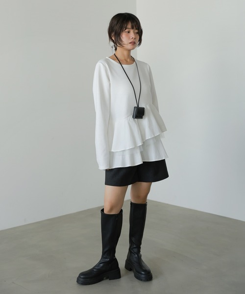 Bab(バブ)の「ペプラムドッキングプルオーバー(Tシャツ/カットソー・レディース・オフホワイト/ベージュ系/ブラック・FREE)」の19枚目の写真