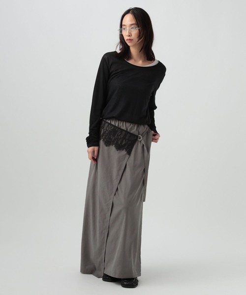 BAYFLOW（ベイフロー）の「レースコンビラップスカート（スカート・レディース・ブラック/グレー/ブラウン・MEDIUM/SMALL）」の18枚目の写真