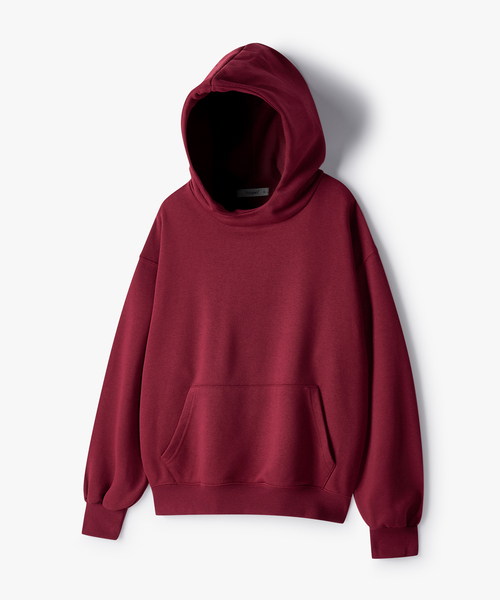 POLYGRAM(ポリグラム)の「バラクラバ オーバーサイズ スウェットフードTシャツ - BURGUNDY(パーカー・レディース・バーガンディー・MEDIUM/LARGE/X-LARGE)」の1枚目の写真