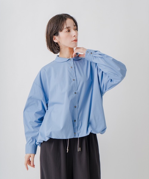 Kelen(ケレン)の「「KELEN / ケレン」ラウンドカラー裾バルーンシャツ(シャツ/ブラウス・レディース・ブラック/サックスブルー/グレイッシュベージュ/オフホワイト・S/M)」の4枚目の写真