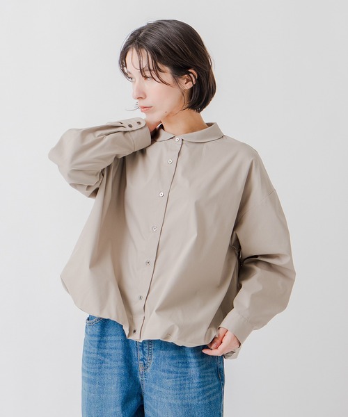 Kelen(ケレン)の「「KELEN / ケレン」ラウンドカラー裾バルーンシャツ(シャツ/ブラウス・レディース・ブラック/サックスブルー/グレイッシュベージュ/オフホワイト・S/M)」の3枚目の写真