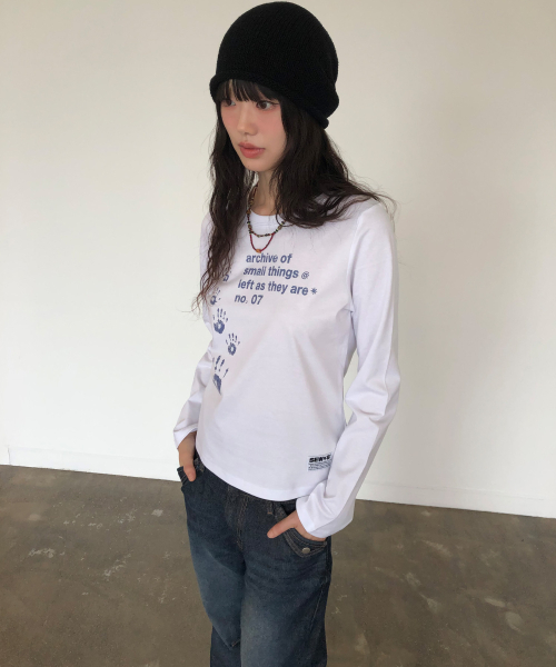 SEW-B（ソービー）の「セミクロップド 5PALMS 長袖Tシャツ [ホワイト]（Tシャツ/カットソー・レディース・その他・FREE）」の2枚目の写真