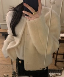 クルーネックシングルブレストショートジャケット